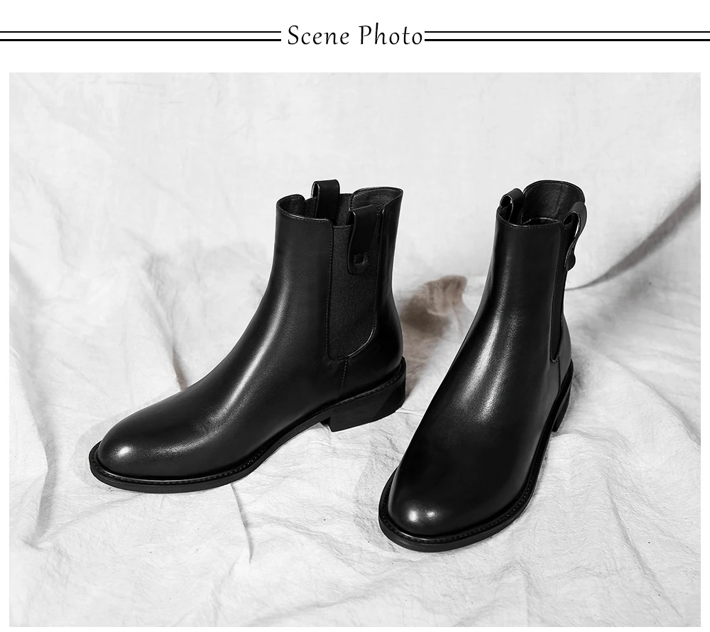 SOPHITINA Solid Women's Boots High Quality Genuine Leather Square Heel Comfortable Round Toe Shoes Special New Ankle Boots PO247