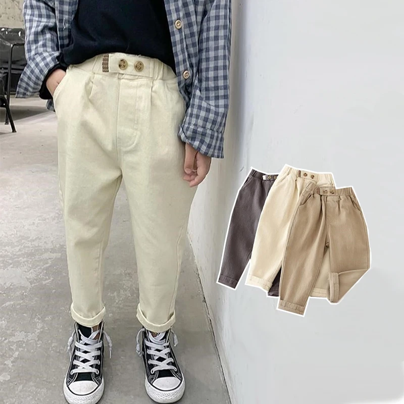 Children's Pants For Boy Trousers Casual Baby Pants Toddler Costume Solid Color Outfits Kids Clothes Cotton 2021 Spring Autumn