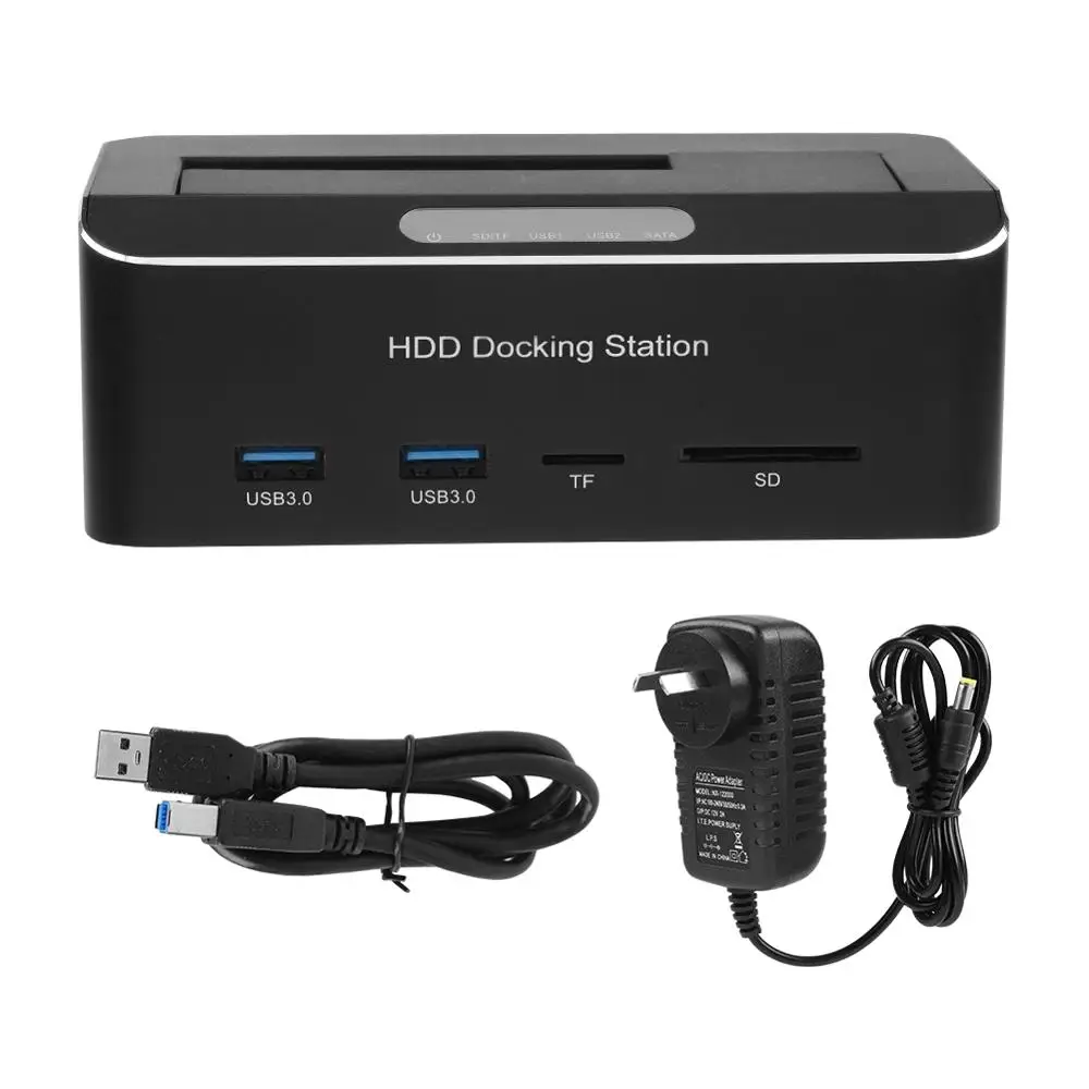 AU plug Внешний док-станция для жесткого диска USB3.0 на SATA для 2,5 или 3,5 дюймового жесткого диска с поддержкой карт SDTF - Color: AU plug