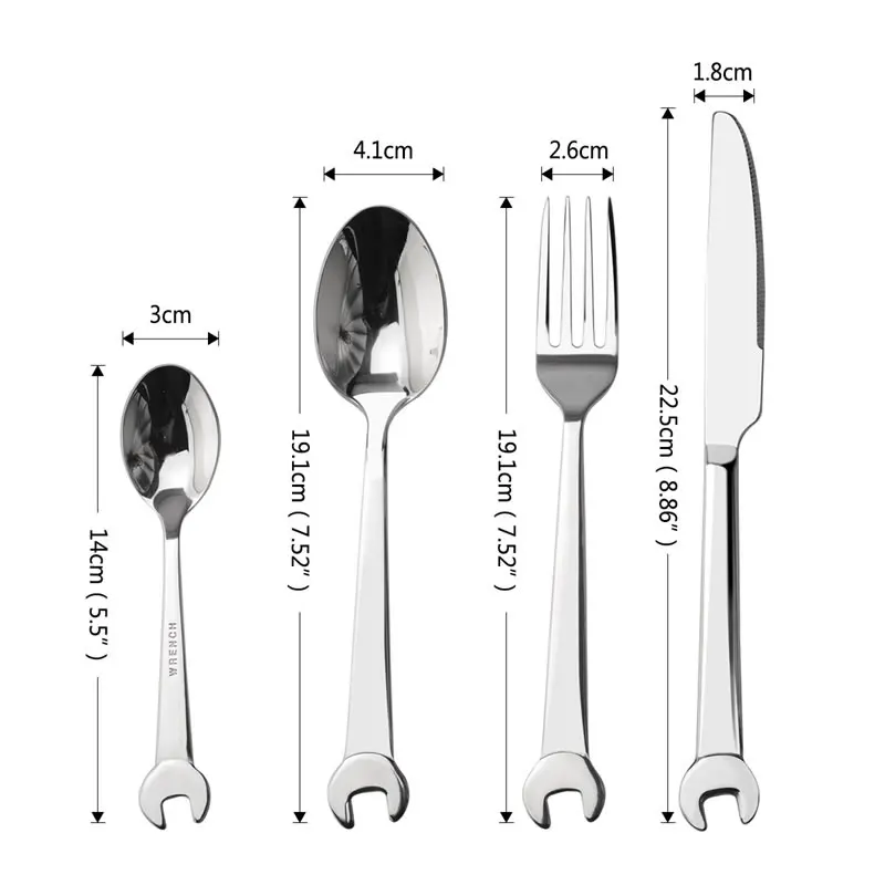 Творческий гаечный ключ столовый набор высокое качество нержавеющая сталь