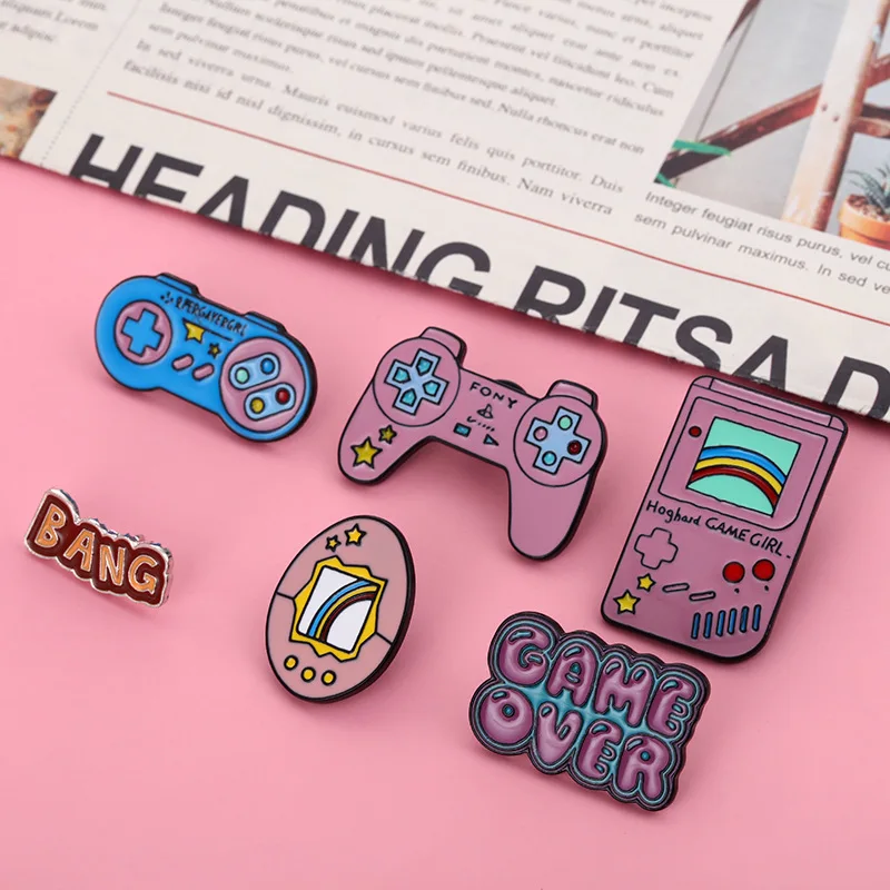 

Handheld game console Enamel Pins Custom Jewelry Brooches Lapel Pin Shirt Bag Blue Game briefcase Badge Jewelry Gift For Kids