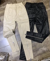 winter leather pants women new zipper decorations warm fleece thick fashionable all match pu trousers leggins mujer 2021