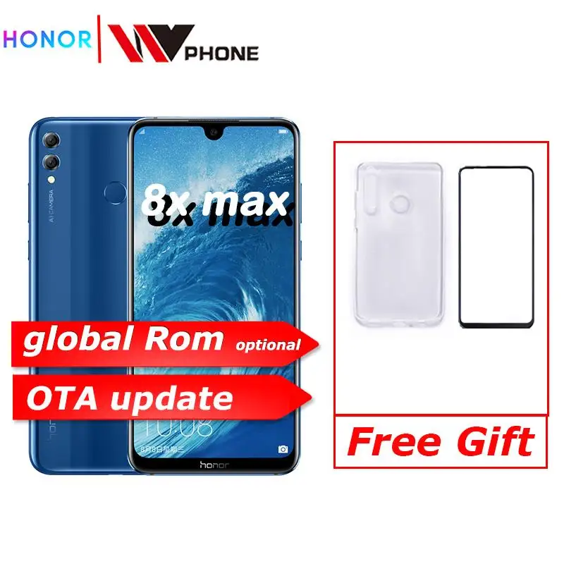 Honor 8X Max 7,12 ''большой экран OTA обновление смартфон Двойная камера Android 8,1 Восьмиядерный 4900 мАч батарея отпечаток пальца ID