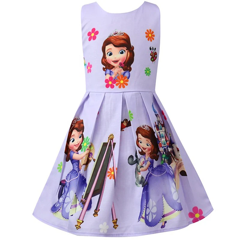 Летние платья принцессы для маленьких девочек маскарадный костюм Софии Детские