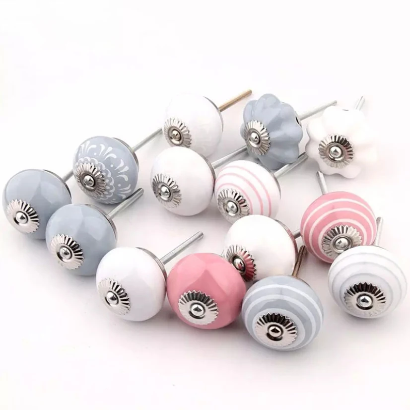 

Chic Ceramic Cabinet Knob Furniture Drawer Pull Children Handles Cute Blue Handle Kitchen Cabinets Doorknobs And Handles