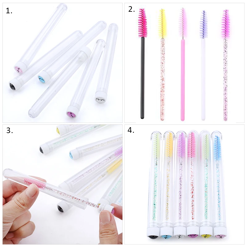 Colorful Reusable Eyelash Mascara Wand Tube Bulk Empty Eyelash Dust-proof Makeup Brush Bottle tool Wholesale Spoolie Container