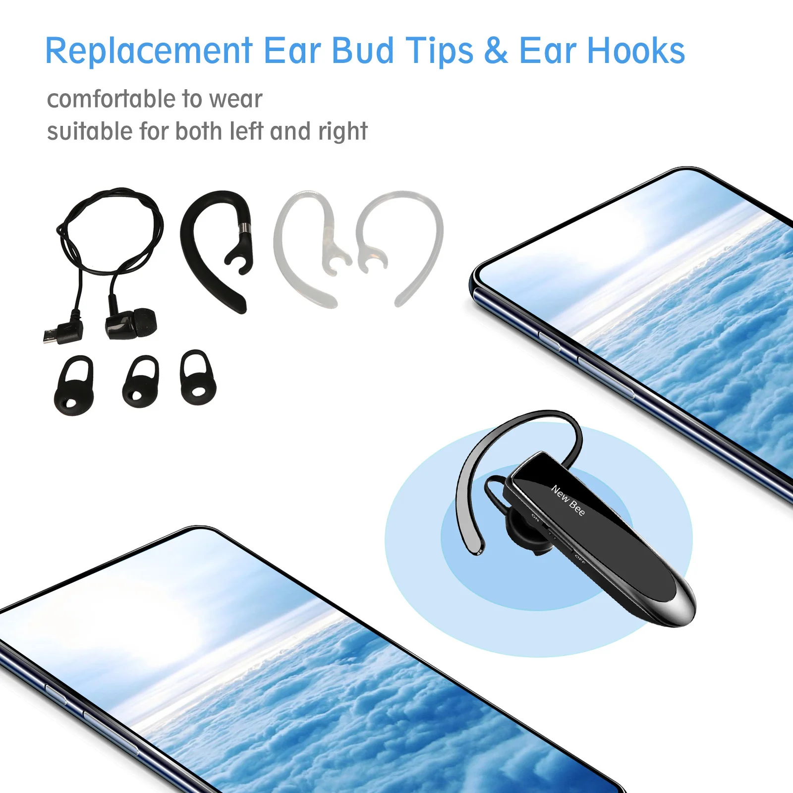 

Single-ear Wireless Bluetooth Earphone Noise Cancelling Mic Sports Headphone Hands-Free Earbud For Office Driving Headphones