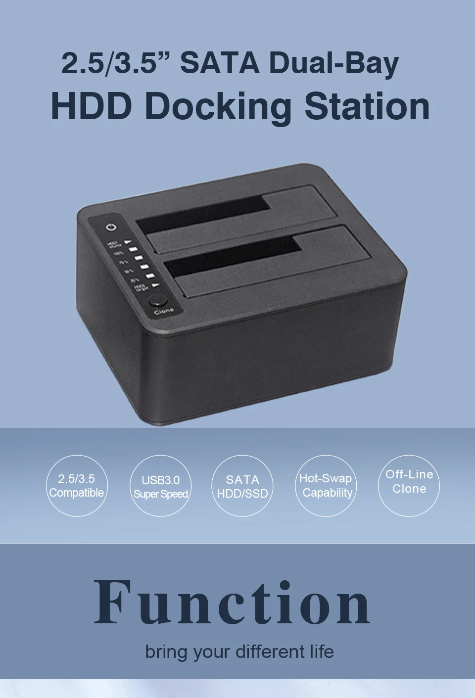 Uniatop UT5520B USB 3,0-Dual SATA III(6 Гбит/с) клон док-станция HDD Копир Дубликатор с функцией офлайн клон
