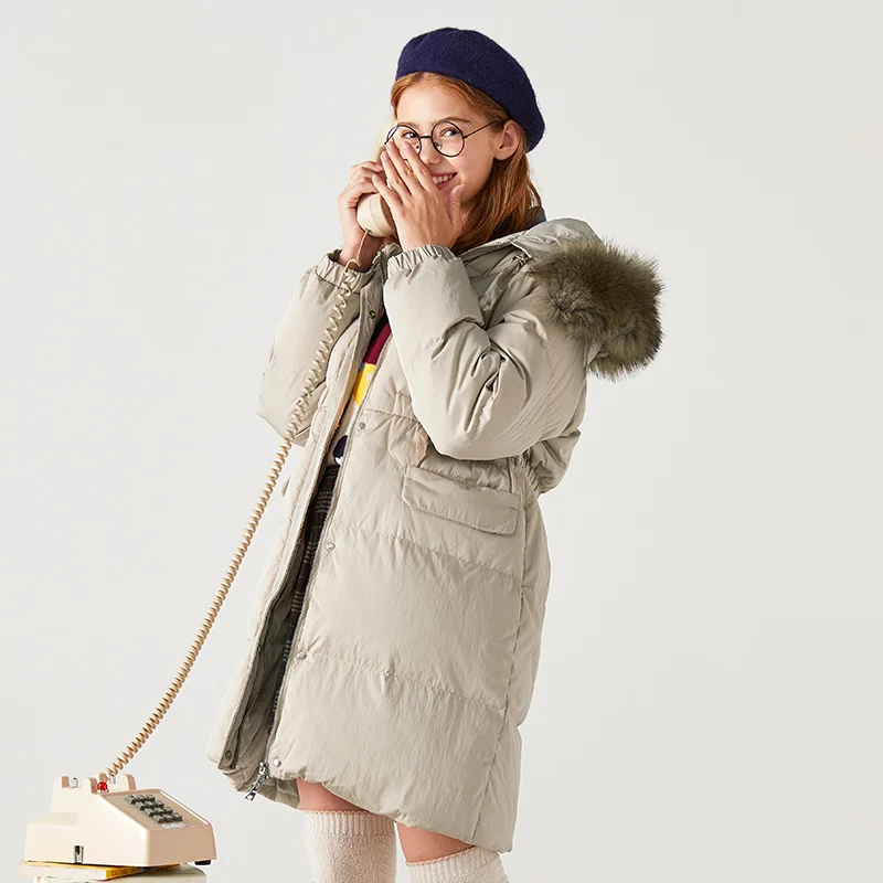 

Semir Down Jacket Women Winter New Long Fur Collar Design Warmth Thicken Coat Trend Winter Down Coat For Woman