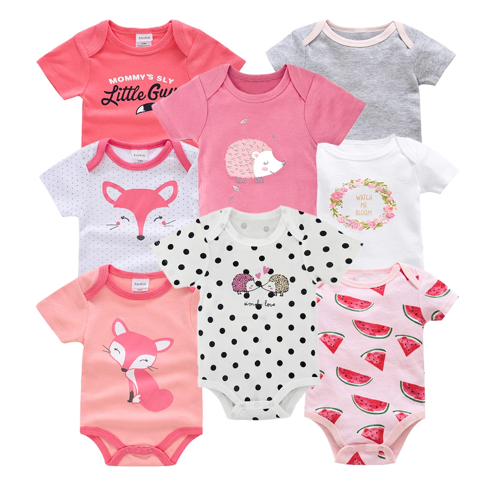 8pcs newborn baby bodysuit cute cotton girl clothes twins onesie body infantil ropa bebe cartoon toddler jumpsuit | Детская одежда и