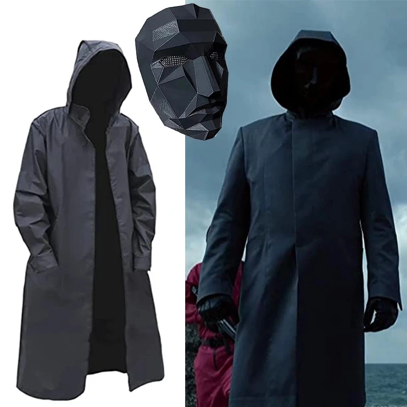 

Плащ для косплея игра кальмар, плащ босса, плащ и перчатки Lee Byunghun, ТВ, черное пальто, унисекс, размер детской