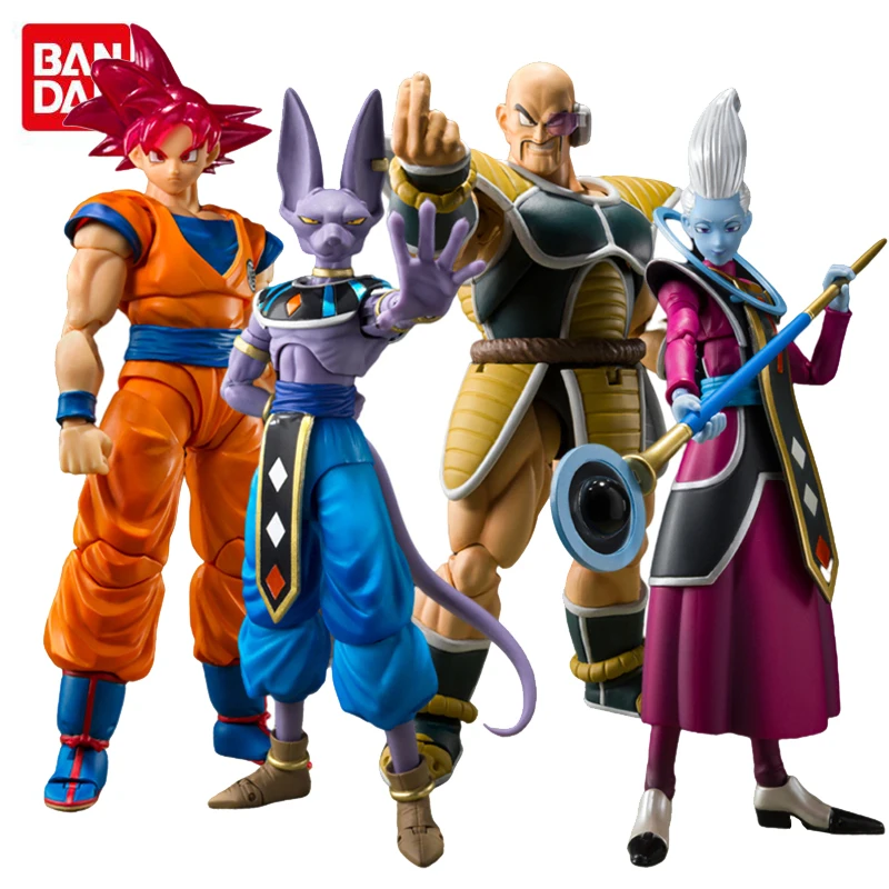 

Bandai Original SHF Son Goku Anime Dragon Ball Z Nappa Whis Beerus Gods of Destruction Action Figures Collection Model Toys Gift