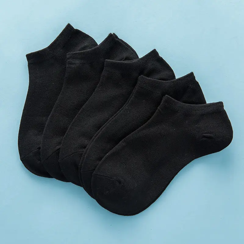 5 пар/компл. женские носки башмачки хлопка однотонного черного