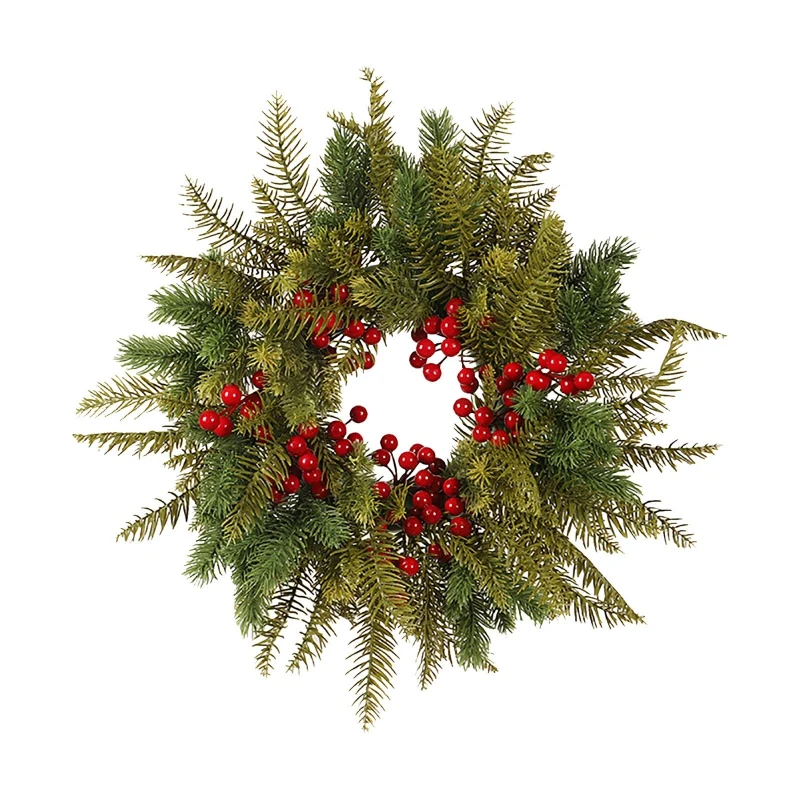 

Handmade Red Fruit Christmas Wreath Festival Garland Indoor Outdoor Home Decoration for Front Door Wall Window Decor