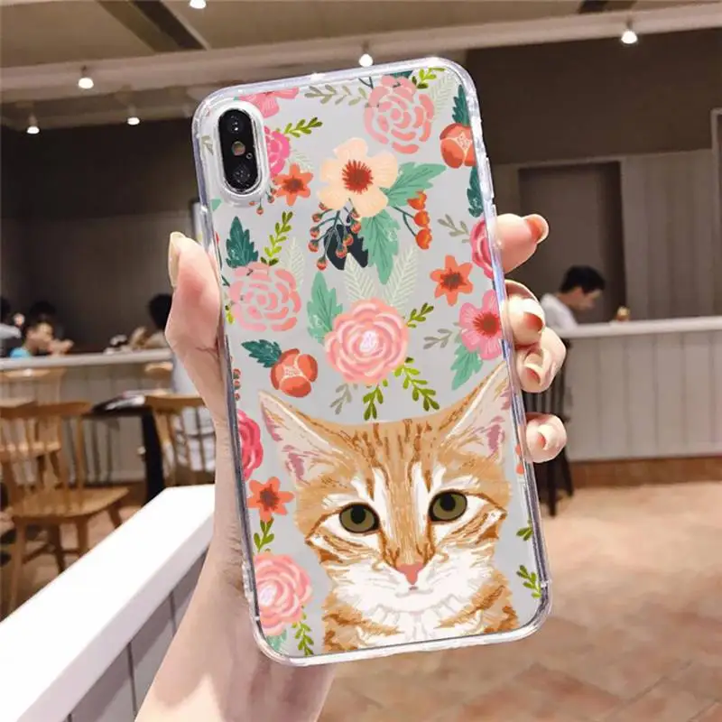 

Animal flower dog cat cute Phone Case Transparent soft For iphone 5 5s 5c se 6 6s 7 8 11 12 plus mini x xs xr pro max