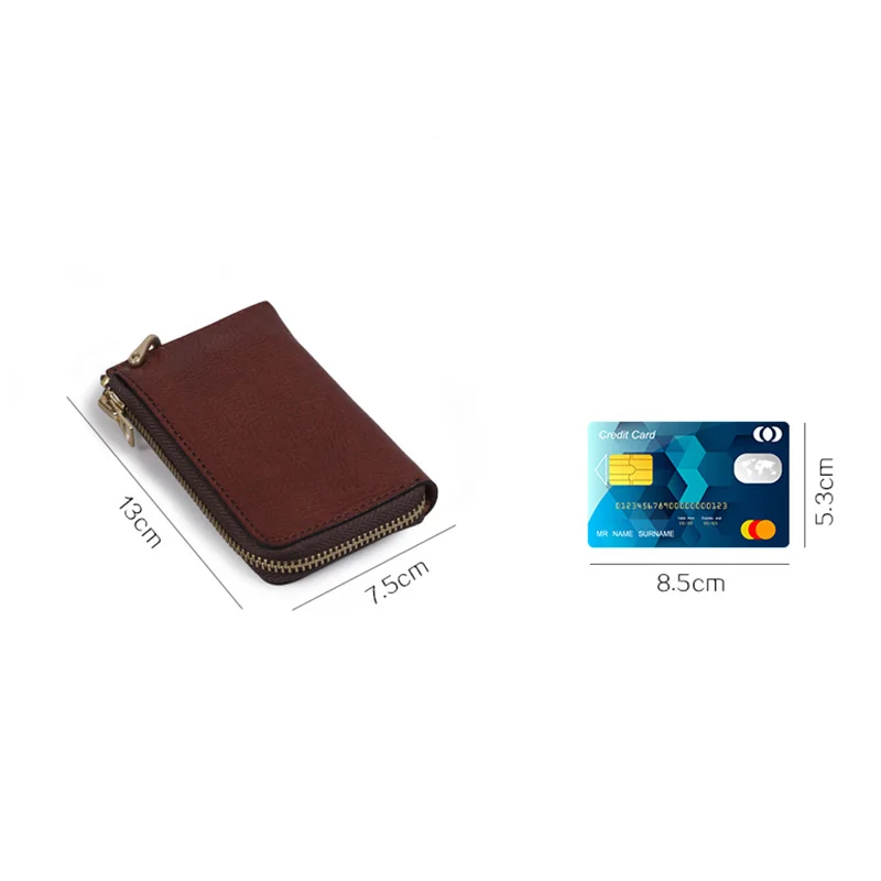 

AETOO Ultra-thin cowhide key bag, men's and women's multi-function card bag, waist hook large-capacity simple key set