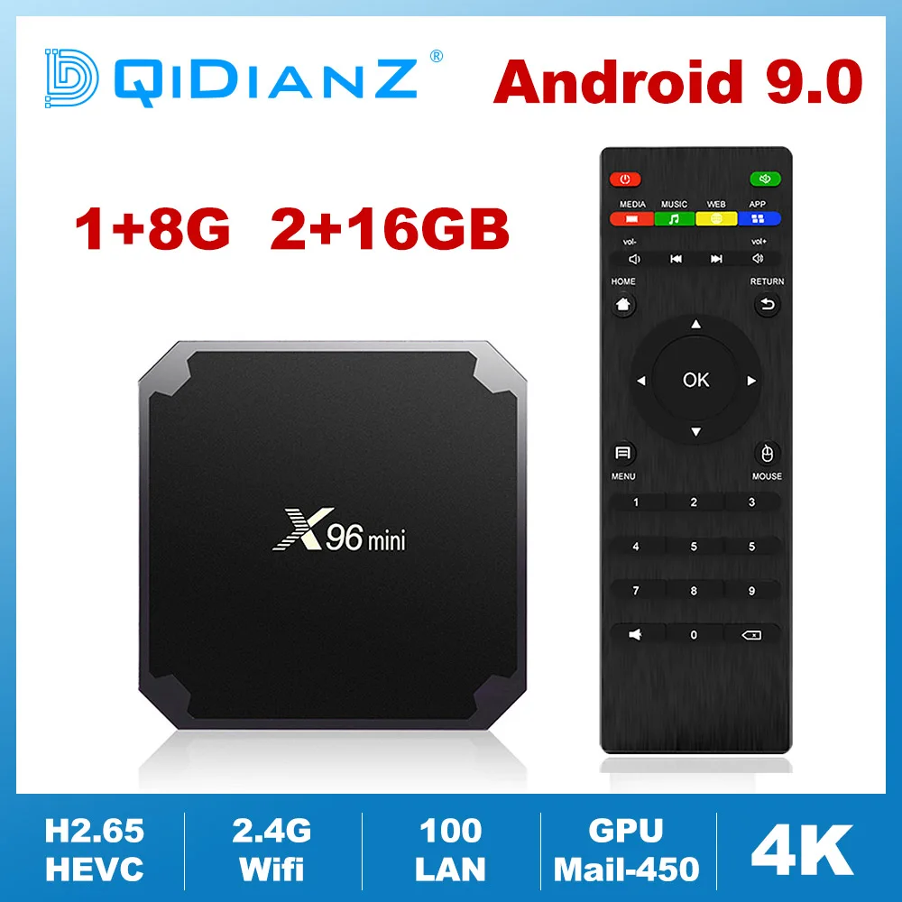 ТВ приставка X96 mini Android 9 0 Wi Fi 2 4 ГГц четырехъядерный процессор Amlogic S905W медиаплеер 4K