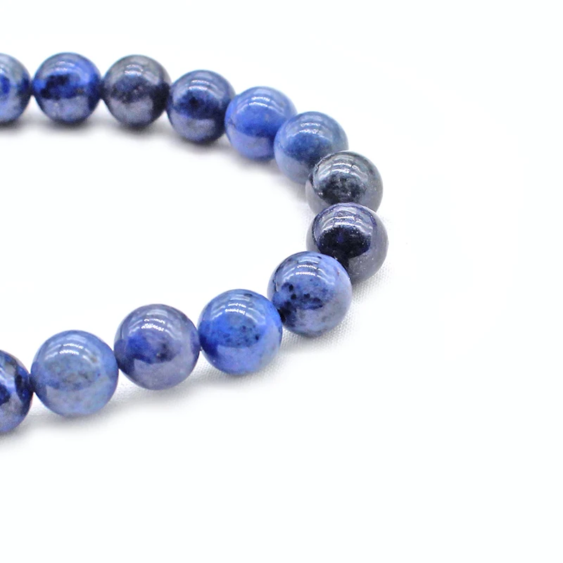 Браслеты из натурального камня для женщин и мужчин темно синие черные в горошек с