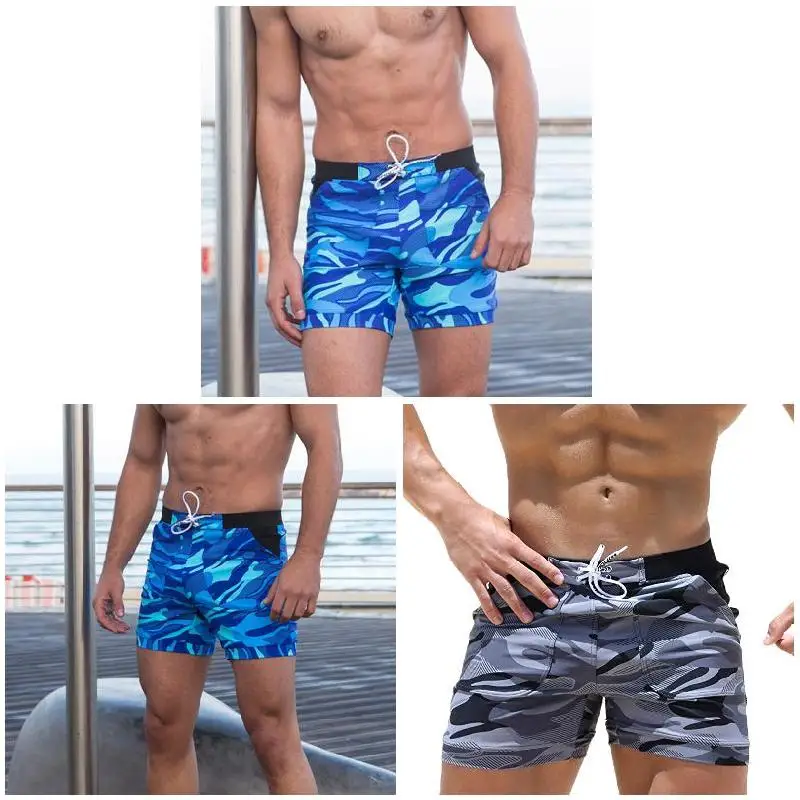 Мужские плавательные трусы купальник плавки камуфляжные пляжные боксеры для
