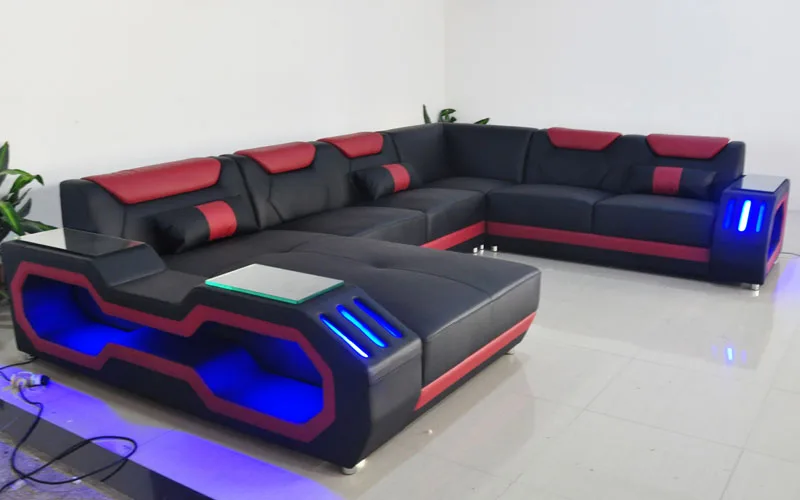 Современный Кожаный Диван со светильник кой|Наборы для спальной| |
