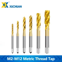 hss screw tap drill bits m2 m12 hss 6542 titanium coated spiral metric thread tap spiral metric machine tap hand tools