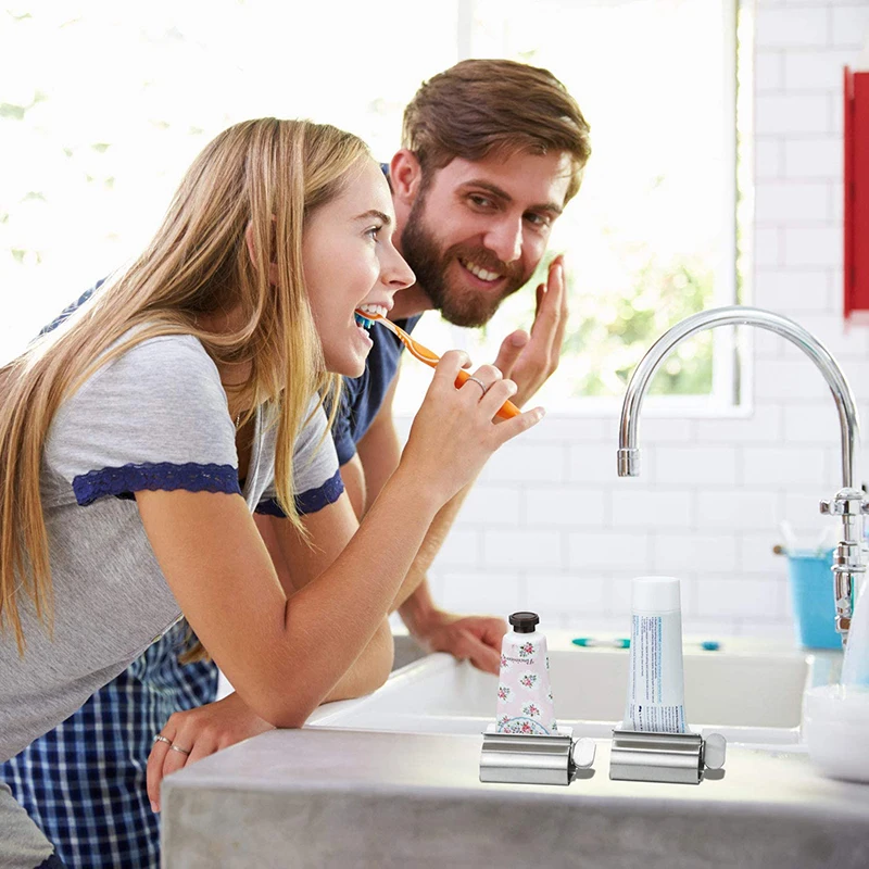 Stainless Steel Rolling Toothpaste Squeezer Tube Dispenser Bathroom Accessories Set Toothbrush Holder Storage Rack | Дом и сад