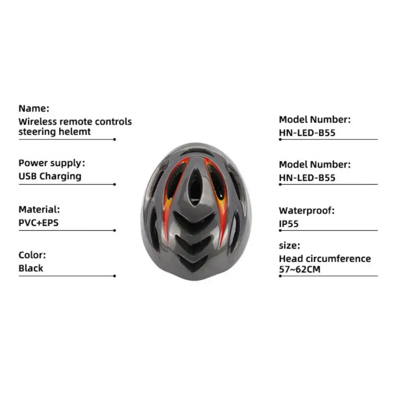

Smart Bicycle Helmet USB Rechargeable Smart Bicycle Helmet With Wireless Steering Signal Handlebar Remote Control Cycling