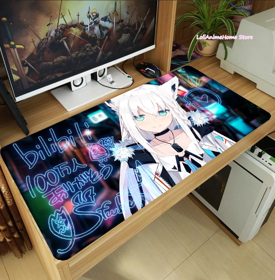 Игровой коврик для мыши Shirakami Fubuki Ookami Mio Hololive YouTuber косплей ноутбука Настольный