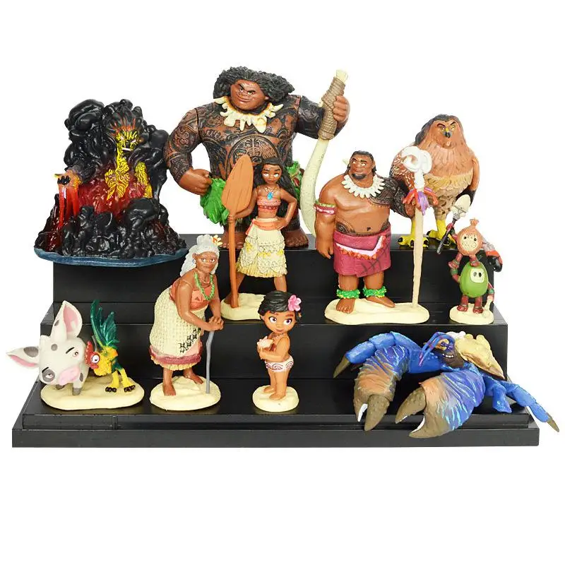 

10pcs/set Cartoon Moana Princess Legend Vaiana Maui Chief Tui Tala Heihei Pua Action Figure Decor Toys For Kids Birthday Gift