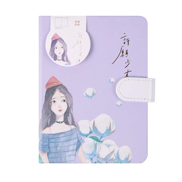 

1pc Simple Style Literary Hand Account Book Magnetic Buckle Color Page Diary Book Anime Graffiti Scrapbook Fresh Wind Notebook