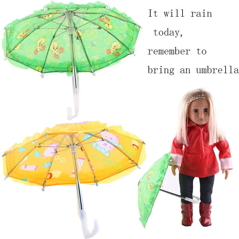 Кукла дождевик снаряжение желтая зеленая утка автоматический зонт подходит для