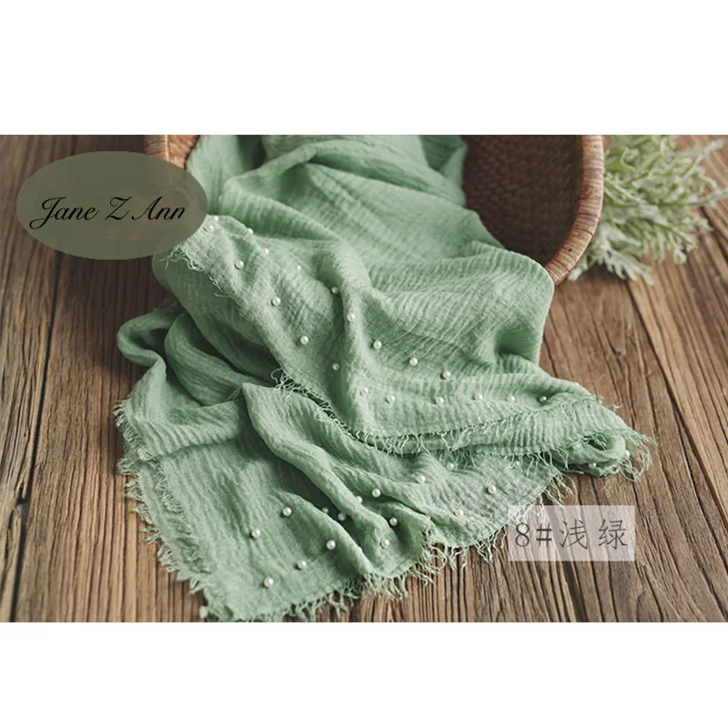 light green Jane Z Ann/реквизит для фотосессии новорожденных детей, декоративные обертки с жемчугом, тонкая хлопковая линия одежды, аксессуары для студийной съемки 95x185 см - Цвет: light green