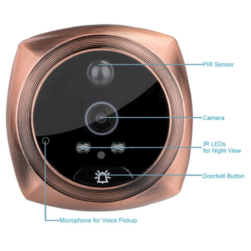 4 3 дюймовый беспроводной дверной звонок с глазком 720P видеовизуальный домофон
