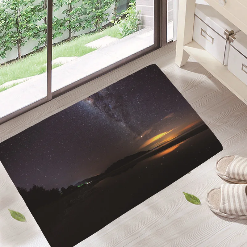 

The Setting Sun Overlaps The Starry Sky Floor Mats Living Rooms Anti-slip Carpet for Bedroom Bathroom Welcome Mats Front Door