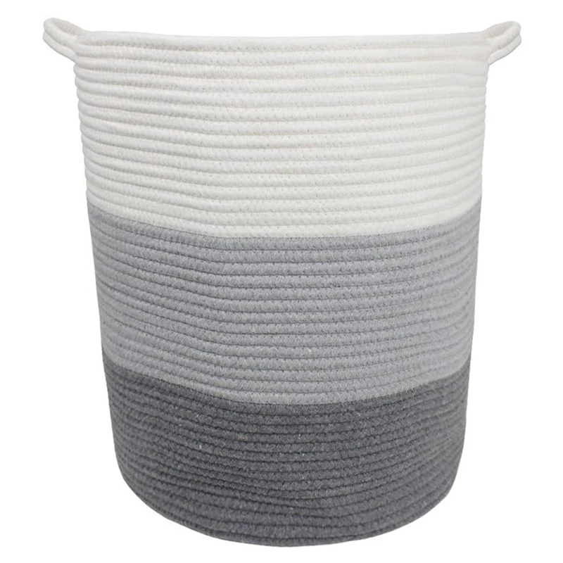 

Large Storage Basket with Handle Cotton Rope Basket Toy Storage Organizer Laundry Hamper Woven Basket Toy Storage Bin