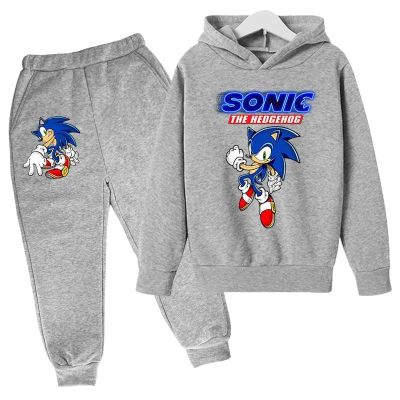 

Autumn Fashion Baby Sweatshirt Clothes Two-piece Jacket European and American Anime Hedgehog game Print Fleece Girl Hoodies