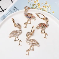 new flamingo rhinestone drop dangle earrings high quality christmas colorful crystal earrings trendy earrings for women jewelry