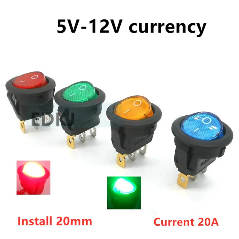 

1 шт. 5V12V15V маленький круглый Кулисный Переключатель Мини Кулисные Переключатели 16 мм Диаметр ВКЛ-ВЫКЛ 20 мм 20A