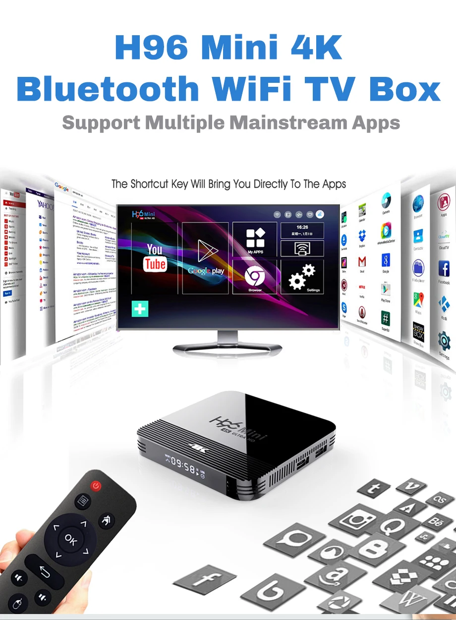 Новинка 5G WiFi Смарт ТВ приставка Bluetooth 4,0 H8 RK3228A Мини ТВ приставка Android 9,0 медиаплеер двойной Wifi 1080P