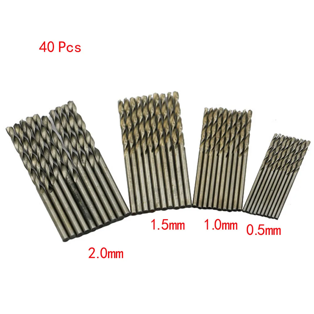 40 шт. Мини сверло из быстрорежущей стали 0 5 мм-2 мм с прямым хвостовиком |