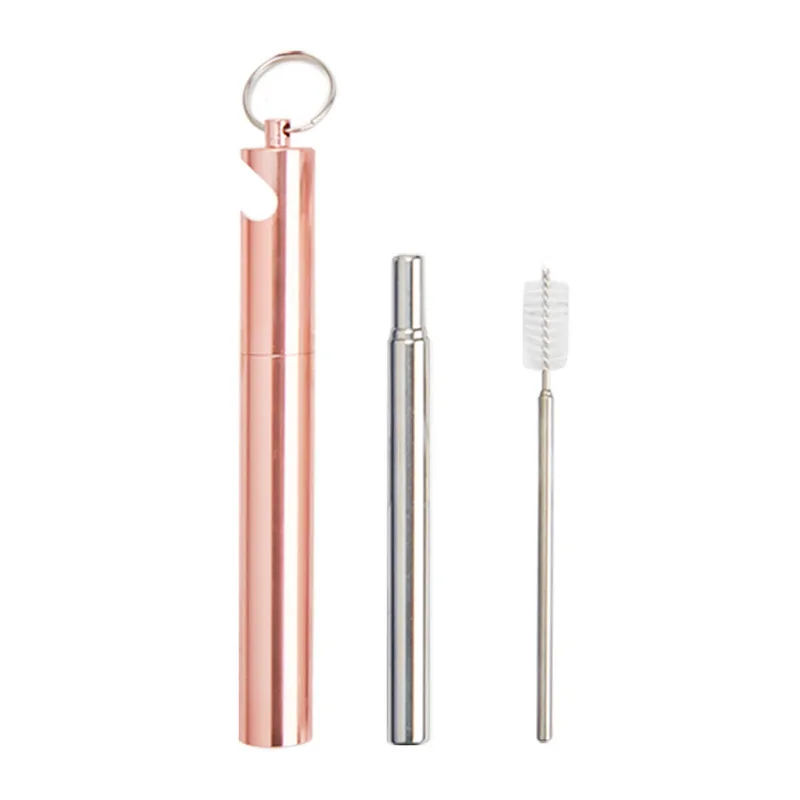 

Color Reusable Stainless Steel Telescopic Straws with Cleaning Brush, Drinking Straws, Portable Camping Outing Travel Straws Set