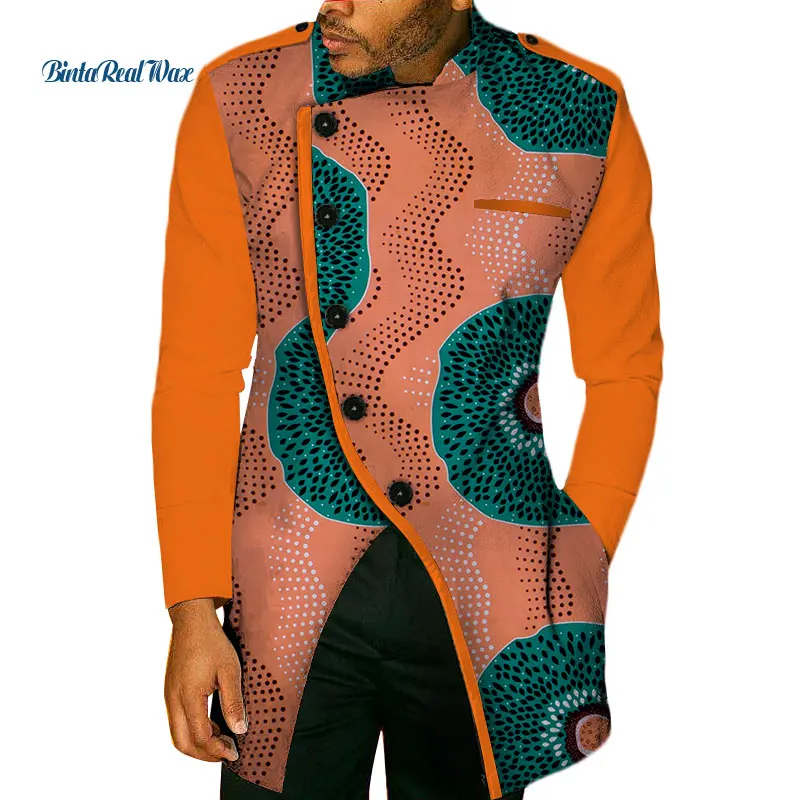 Модные осенние Африканские Восковые футболки с длинными рукавами для мужчин Bazin