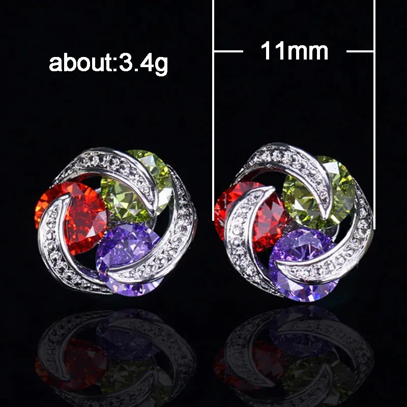 M &amp G Модные цветные стразы серьги-гвоздики для женщин полностью циркониевые