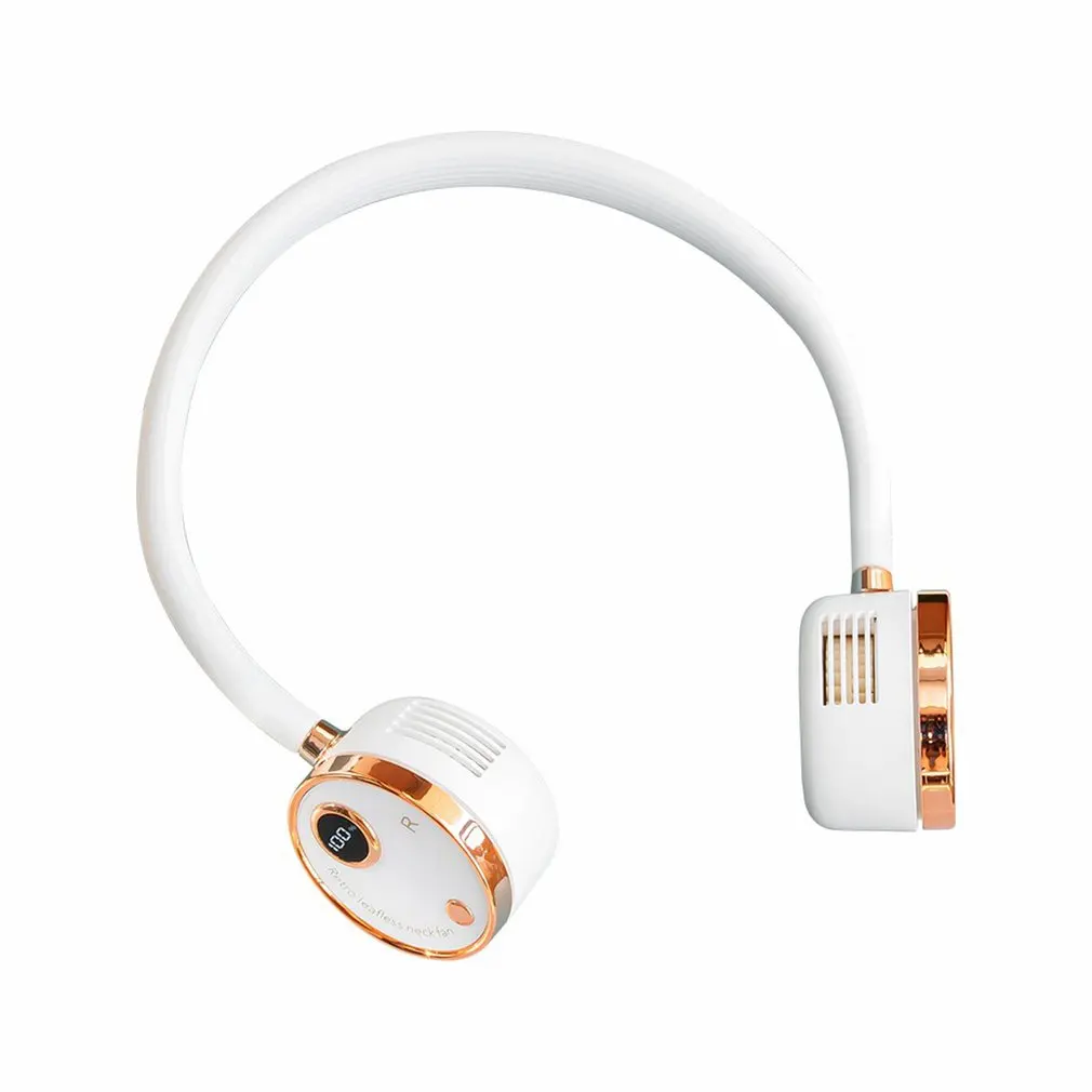 

Led Digital Display Portable Fan Universal Hose Three Gear Wind Speed 2000mah Neck Fan For Indoor And Outdoor