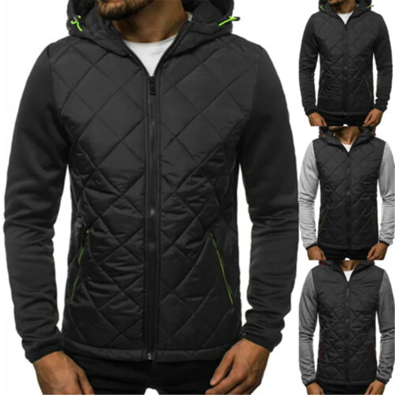 Зимняя модная мужская приталенная толстовка куртка теплая с капюшоном верхняя