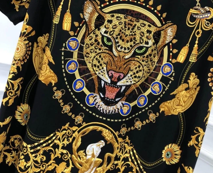 

20ss brand new fashion tiger floral gothic punk casual print tee cotton tee for men
