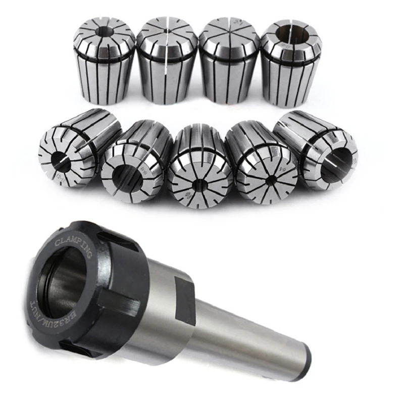 

10Pcs ER32 Spring Collets Set 2/4/6/8/10/12/16/18/20mm + MT3 M12 ER32 Collet Chuck Morse Taper Holder