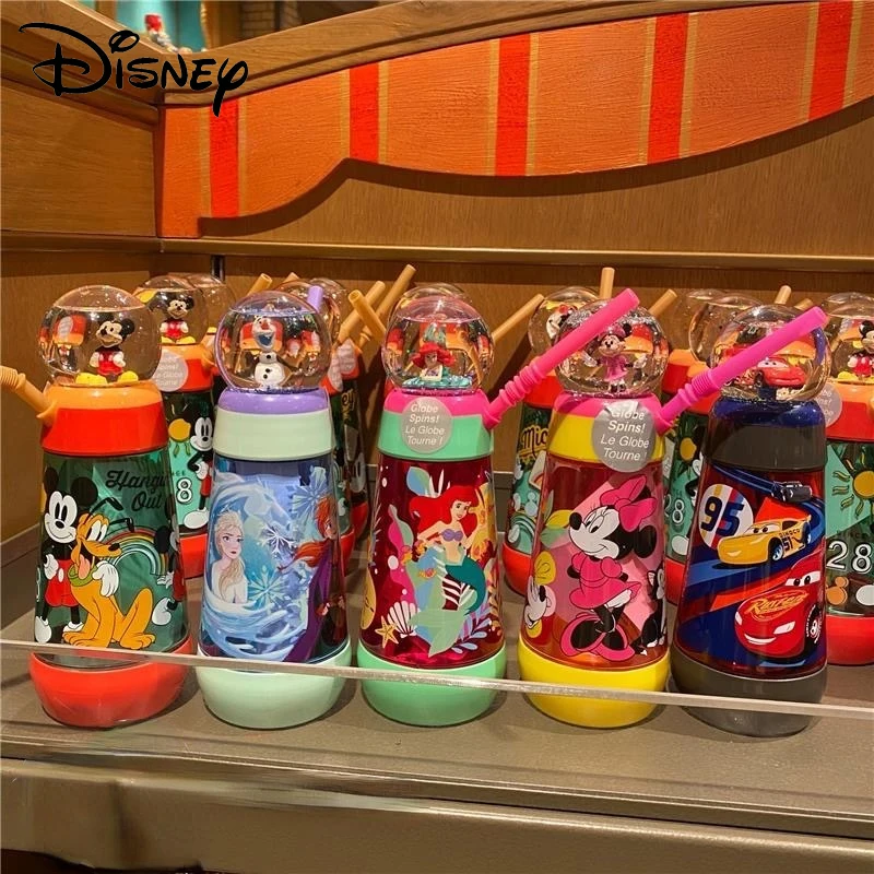 

Disney Frozen Elsa Princess Cups Cute Pixar Mermaid Minnie Mickey Mouse Straw Cup Crystal Ball Cute Water Bottle Sippy Cup