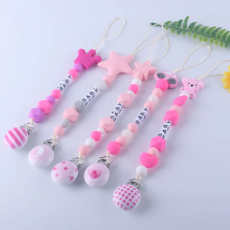 

Цепочка-прорезыватель для соски, из пищевого силикона, многостильная, соска, зажимы для цепи