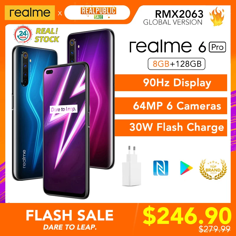 Realme 6 Pro 6pro 8 Гб Оперативная память 128 Встроенная глобальная Версия Мобильный